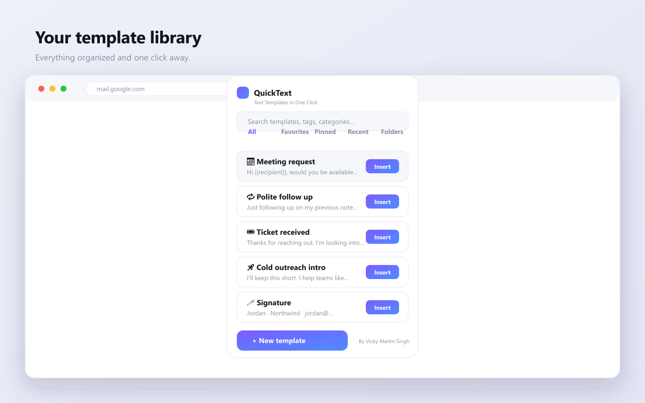 QuickText in action
